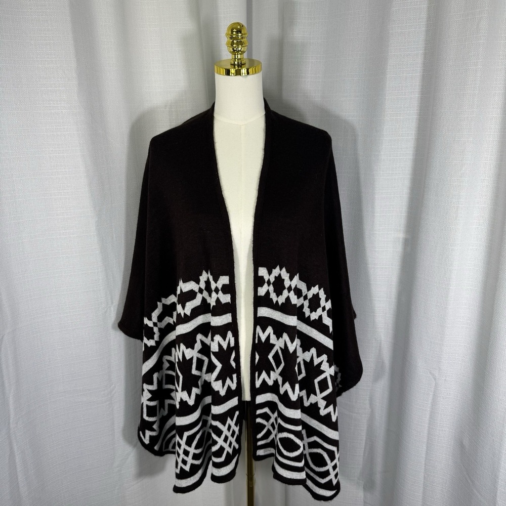 NWOT Ariat Womens Mary Cape Wrap Poncho Chocolate Brown Western Cowgirl Rodeo OS - Picture 2 of 12